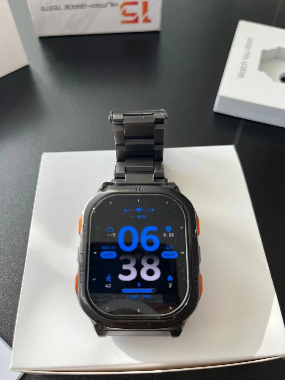 KOSPET TANK M3 Ultra Smartwatch Stainless Steel Body Black, USED.